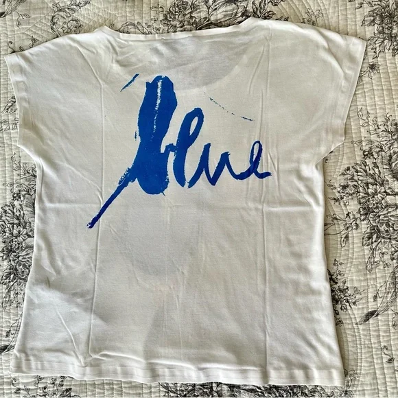 Cropped, indigo blue, perforated leather jacket - Picture 15 of 16